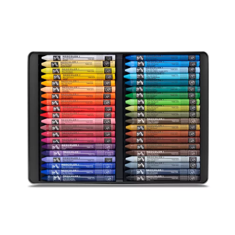 CARAN D'ACHE Neocolor I vaškiniai pieštukai, rinkinys 40, apvalūs, įvairių spalvų, popierinė mova 7000.340