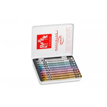 Caran d'Ache Neocolor I Metallic vaškiniai pieštukai, rinkinys iš 10, apvalūs su popierine įvore 7004.310