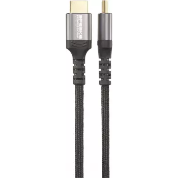 SpeaKa Professional HDMI jungiamasis kabelis 0,50 m, pilko metalo korpusas, 4K UHD SP-13125596