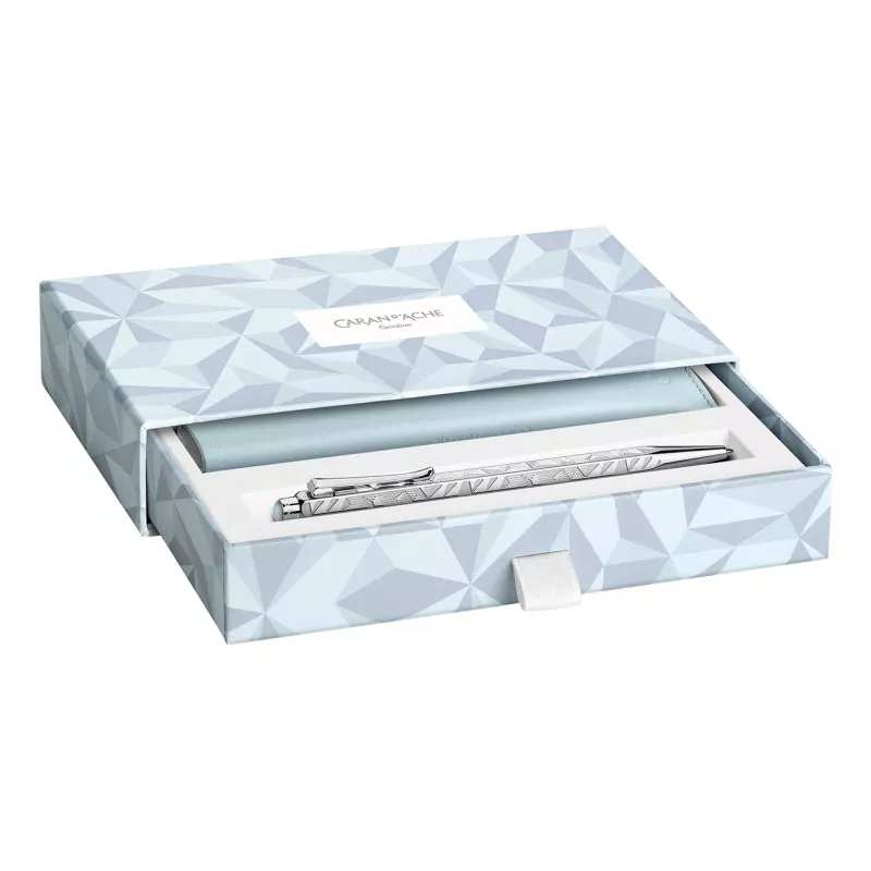 Caran d'Ache Ecridor Alpine Frost tušinukas ir mechaninis pieštukas, rinkinys, juodas rašalas, vidutinis, platinuotas CC0890.025