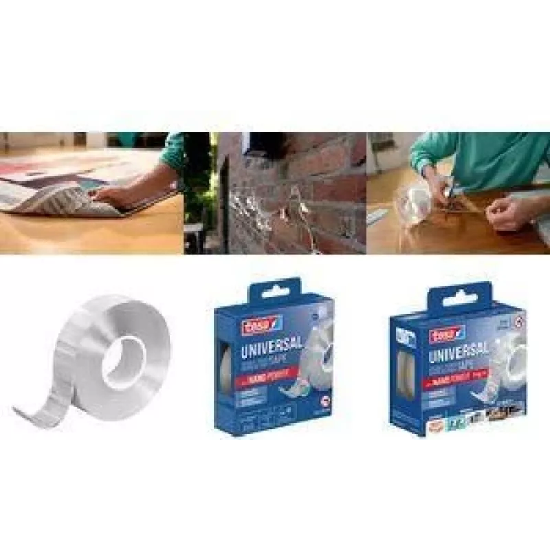 tesa NANO POWER dvipusė lipni juosta, 30 mm x 1 m, permatoma, akrilatas, 2 mm storio, išlaiko iki 10 kg per 10 cm, 1 ritinys 55810-00010-00