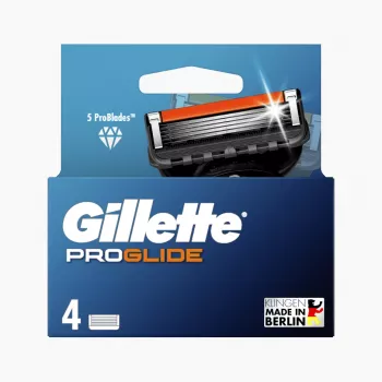 Gillette ProGlide skutimosi peiliukų kasetės vyrams, 4 vnt., 5 prieštrintys peiliukai + precizinis trimeris, Lubrastrip, suderinama su Fusion5 rankenomis 8001090456366