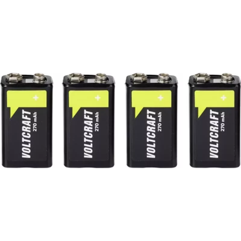 VOLTCRAFT 9 V Block įkraunama baterija NiMH 270 mAh 8,4 V, paruošta naudoti, 4 vienetai (VC-17275530)
