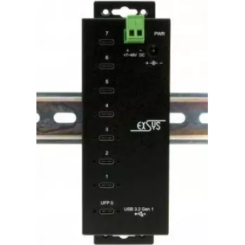EXSYS EX-1147HMVS USB-C daugiafunkcis šakotuvas su HDMI, VGA, Ethernet, 2x USB-A, kortelių skaitytuvu ir 100W PD
