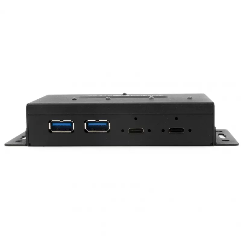 EXSYS EX-1240HMVS pramoninis 4 prievadų USB 3.2 Gen 2 šakotuvas, DIN bėgių tvirtinimas, metalinis