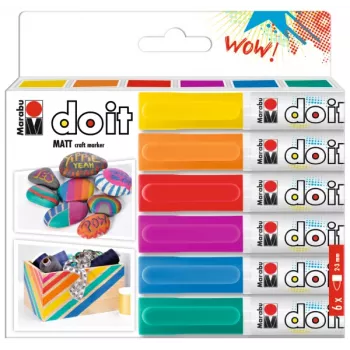 Marabu DO IT Craft Marker akriliniai flomasteriai, rinkinys iš 6 vnt., vandens pagrindo, greitai džiūsta 0128000000201