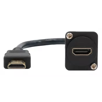 EXSYS EX-49162 HDMI Type A (moteriškas) į (vyriškas) adapterio kabelis, 20 cm, 4K, High Speed with Ethernet, juodas