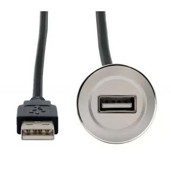 EXSYS EX-49181 USB 2.0 prailginimo kabelis su montavimo plokšte, USB-A moteriškas į USB-A vyrišką, 30 cm, metalinė plokštė