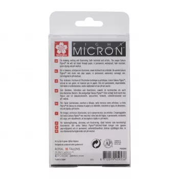 SAKURA Pigma Micron Fineliner rašiklių rinkinys, 8 vnt., juodas, įvairūs antgaliai nuo 0,15 mm iki teptuko POXSDK8
