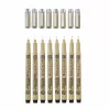 SAKURA Pigma Micron Fineliner rašiklių rinkinys, 8 vnt., juodas, įvairūs antgaliai nuo 0,15 mm iki teptuko POXSDK8