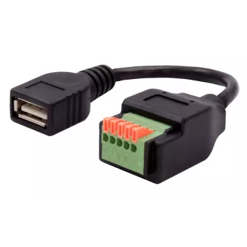 EXSYS EX-49128 USB-A lizdas į 5 kontaktų gnybtų bloko adapterio kabelis su mygtuku, USB 2.0, 15 cm