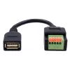 EXSYS EX-49128 USB-A lizdas į 5 kontaktų gnybtų bloko adapterio kabelis su mygtuku, USB 2.0, 15 cm