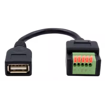 EXSYS EX-49128 USB-A lizdas į 5 kontaktų gnybtų bloko adapterio kabelis su mygtuku, USB 2.0, 15 cm