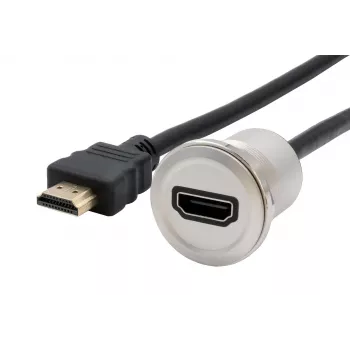 EXSYS EX-49180 metalinis HDMI adapteris, skirtas montuoti skydelyje, moteriškas į vyrišką, 30 cm