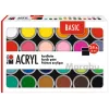 Marabu akrilinių dažų rinkinys BASIC, 24 x 18 ml, didelis pigmentavimas, labai didelis atsparumas šviesai 1210000000215