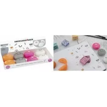 Faber-Castell Eberhard Faber Animal plastikiniai trintukai, 8 skirtingų gyvūnų formų, grafito ir spalvotiems pieštukams, 585419
