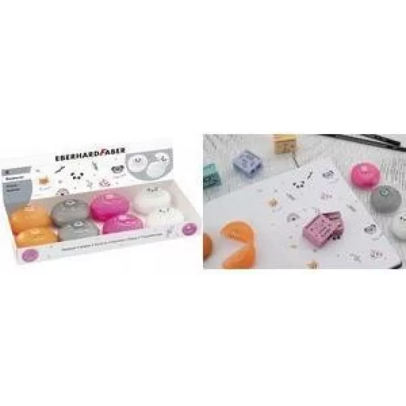 Faber-Castell Eberhard Faber Animal plastikiniai trintukai, 8 skirtingų gyvūnų formų, grafito ir spalvotiems pieštukams, 585419