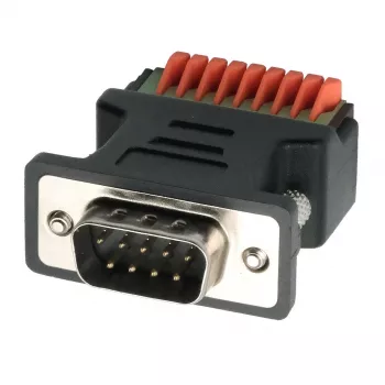 EXSYS EX-49110 DB9 vyriškas į 9 kontaktų gnybtų bloko adapteris su mygtuku