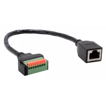 EXSYS EX-49120 RJ45 moteriškas į 8 kontaktų gnybtų bloko adapterio kabelis, CAT.6, 30 cm, su mygtuku