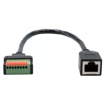 EXSYS EX-49120 RJ45 moteriškas į 8 kontaktų gnybtų bloko adapterio kabelis, CAT.6, 30 cm, su mygtuku
