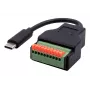 EXSYS EX-49125 USB-C (vyriškas) į 10 kontaktų gnybtų bloko adapterio kabelis su mygtuku, 15 cm, USB 3.2 Gen 1