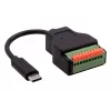 EXSYS EX-49125 USB-C (vyriškas) į 10 kontaktų gnybtų bloko adapterio kabelis su mygtuku, 15 cm, USB 3.2 Gen 1