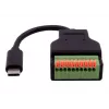 EXSYS EX-49125 USB-C (vyriškas) į 10 kontaktų gnybtų bloko adapterio kabelis su mygtuku, 15 cm, USB 3.2 Gen 1