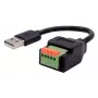 EXSYS USB-A vyriškas į 5 kontaktų terminalo bloko adapterio kabelis su mygtuku, USB 2.0, 15 cm EX-49129