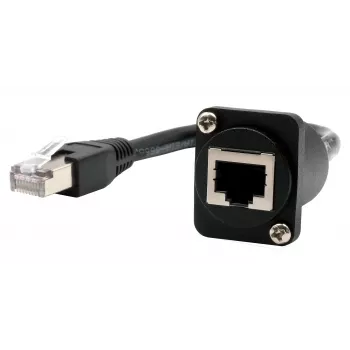 EXSYS D-Type RJ45 moteriškas į vyrišką adapterio kabelis, CAT.5e, 20 cm, juodas EX-49159