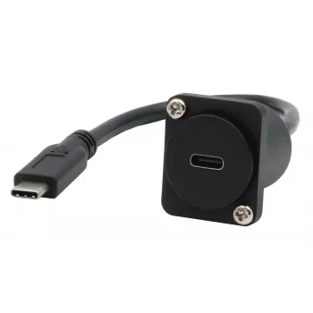 EXSYS EX-49166 D-Type USB-C moteriškas į vyrišką adapterio kabelis, USB 3.2 Gen 2, 20 cm, juodas