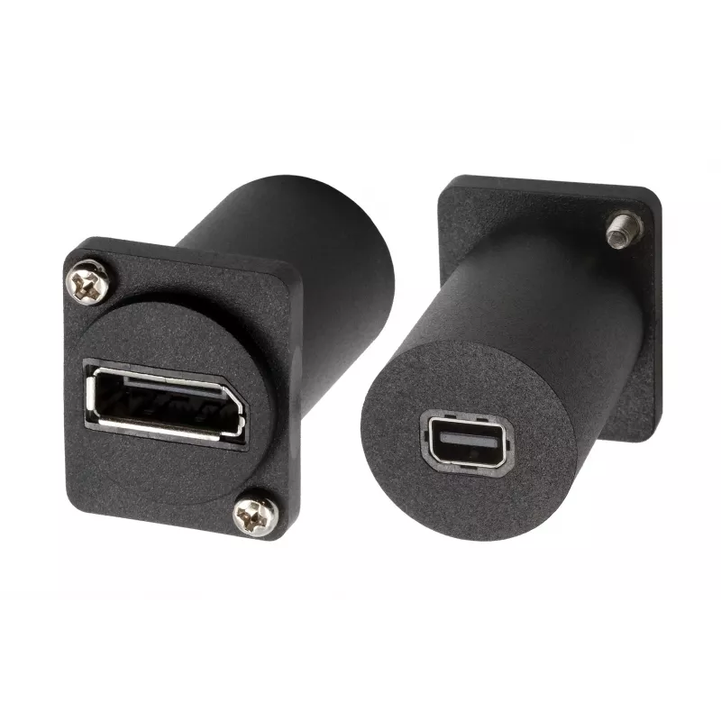 EXSYS EX-49170 DisplayPort į Mini DisplayPort moteriškas adapteris, skirtas montuoti skydelyje, 4K UHD