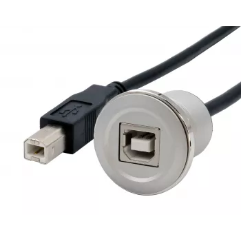 EXSYS EX-49182 USB 2.0 skydelio montavimo adapterio kabelis, USB B moteriškas į USB B vyrišką, 30 cm, metalinis korpusas
