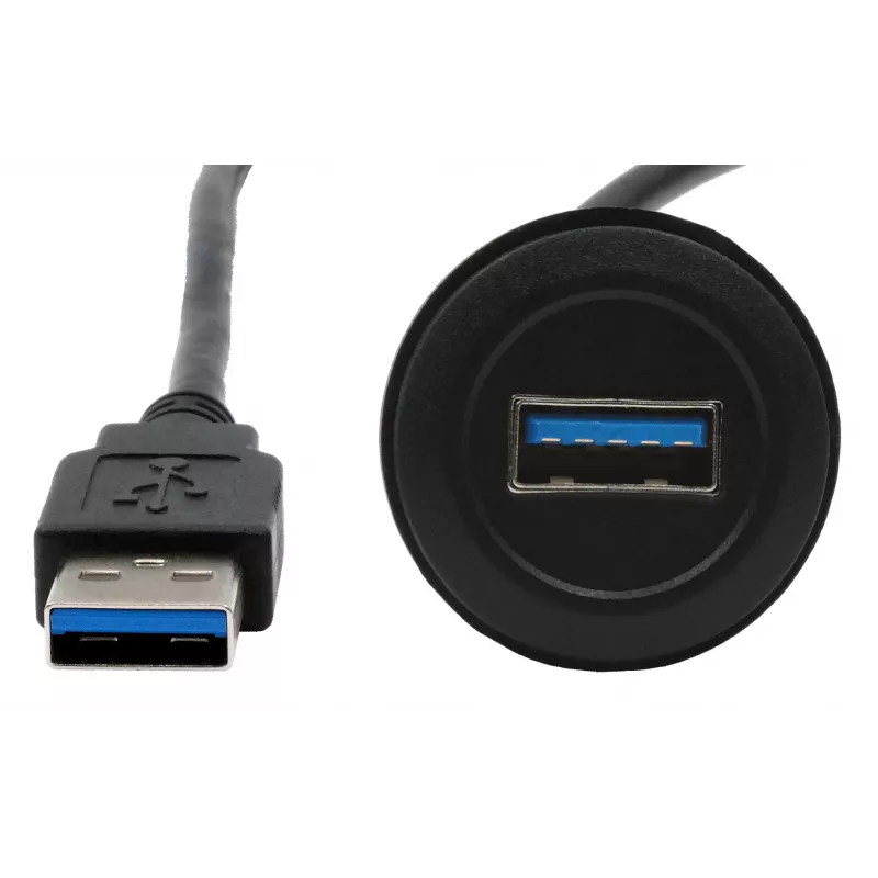 EXSYS EX-49220 USB 3.2 Gen 1 panelinis adapterio kabelis, Type-A female į male, 30 cm, juodas