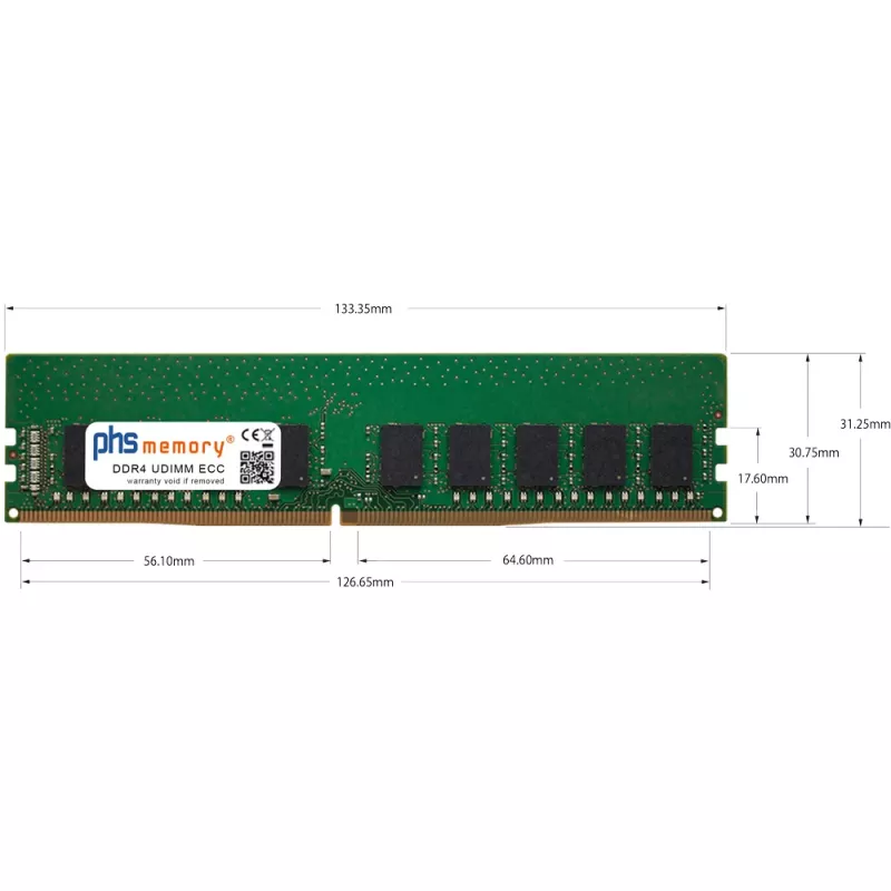 PHS-memory 16GB DDR4 ECC UDIMM 3200MHz PC4-25600E RAM, skirta Gigabyte AORUS ELITE B550 V2 SP601507