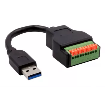 EXSYS EX-49127 USB-A (kištukas) į 10 kontaktų gnybtų bloko adapterio kabelis su mygtuku, USB 3.2 Gen 1, 15 cm
