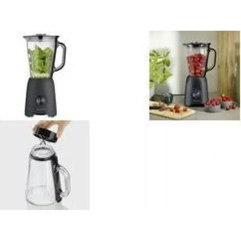 SEVERIN Stalinių maišytuvas SM 3722, 600 W, matinė juoda spalva, nuimamas 1,5 l BPA neturintis stiklinis indas, dangtis su matavimo taurele, nerūdijančio plieno peiliai, 2 greičiai, impulsinis režimas, ledo smulkinimas