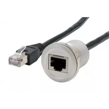 EXSYS EX-49184 skydinio montavimo adapterio kabelis, RJ45 moteriškas į vyrišką, 30 cm, ekranuotas, metalinis