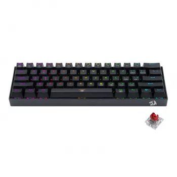 Redragon Dragonborn K630RGB laidinė mechaninė žaidimų klaviatūra, 67 klavišų 65% išdėstymas, RGB apšvietimas, keičiami Red jungikliai, juoda