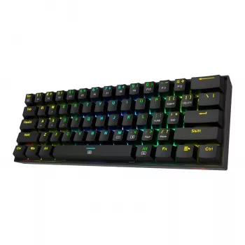 Redragon Dragonborn K630RGB laidinė mechaninė žaidimų klaviatūra, 67 klavišų 65% išdėstymas, RGB apšvietimas, keičiami Red jungikliai, juoda