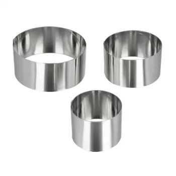 Metaltex apvalūs nerūdijančio plieno gaminimo žiedai, rinkinys iš 3, sidabrinės spalvos, 45 mm aukščio 204536010