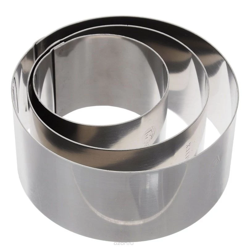 Metaltex apvalūs nerūdijančio plieno gaminimo žiedai, rinkinys iš 3, sidabrinės spalvos, 45 mm aukščio 204536010