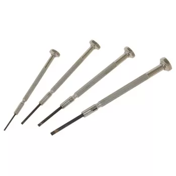 C.K Tools T4852P precizinių atsuktuvų rinkinys, 4 dalių plokšti, 2,0/2,5/3,0/3,5 mm, chromo vanadžio plienas, dviejų komponentų rankena