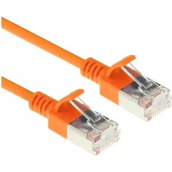 ACT DC7130 0,15 m LSZH U/FTP CAT6A datacenter slimline tinklo kabelis su snagless RJ45, oranžinis
