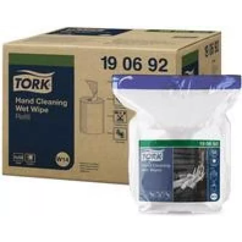 TORK 190692 Premium rankų valymo servetėlės, 58 vnt., 300 x 270 mm, be tirpiklių, pH neutralios, su alavijo ekstraktu ir glicerinu, uždaroma talpa