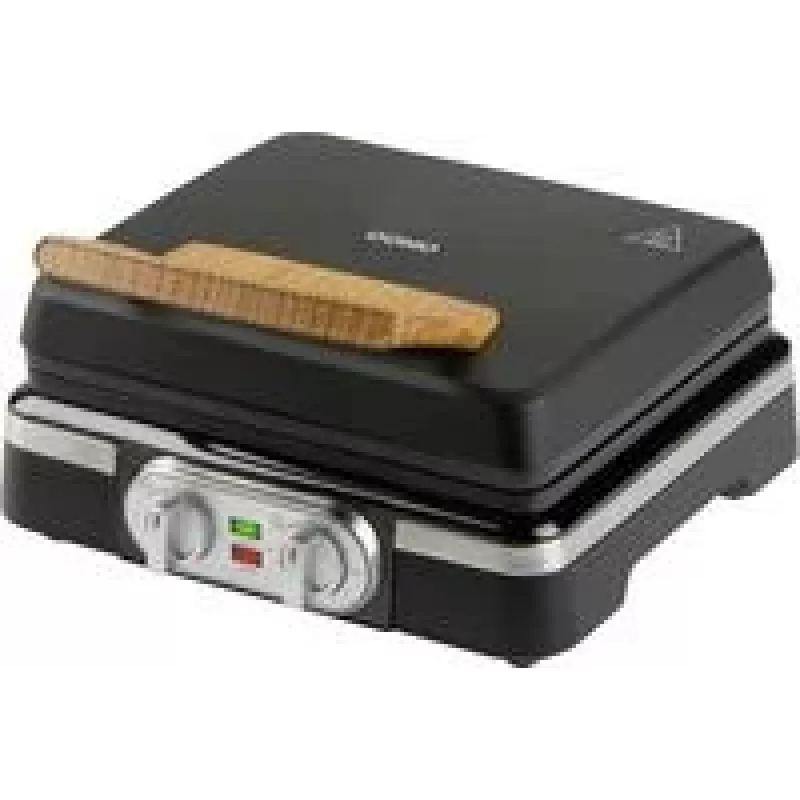 DOMO DO9281W Inky Black belgiškų vaflių kepimo aparatas, 1600 W, neprideganti danga, reguliuojamas termostatas, karščiui atspari rankena, vertikalus laikymas