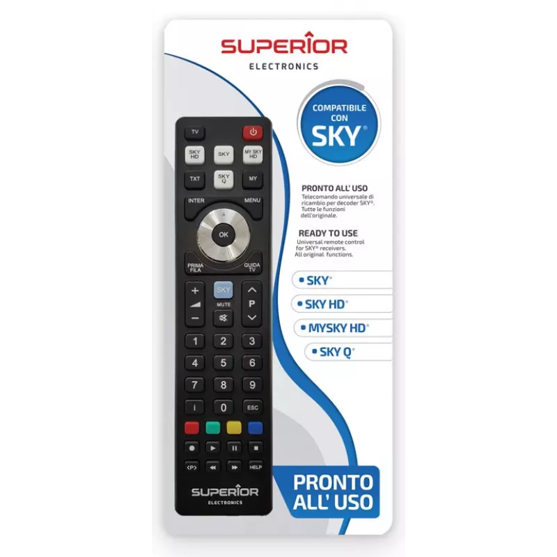 SUPERIOR ELECTRONICS Atsarginis nuotolinio valdymo pultas SUPTRB027, skirtas Sky - juodas