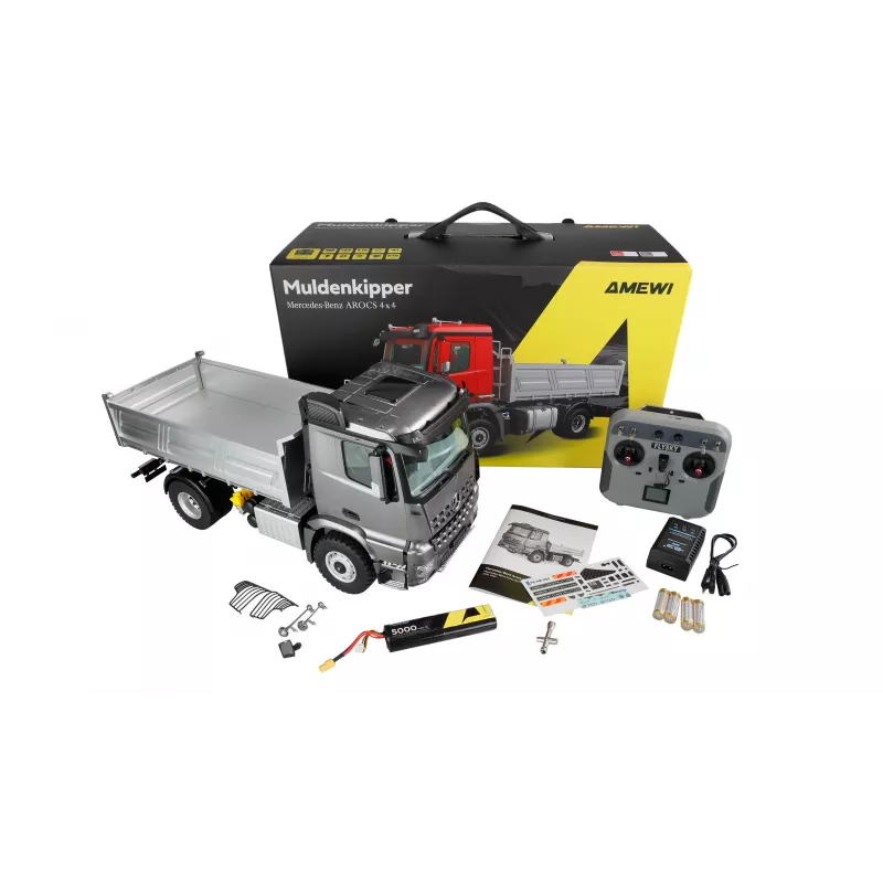 Amewi Mercedes-Benz Arocs savivartis 4x4 1:14 RTR antracito spalvos (22692)
