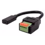 EXSYS EX-49122 USB-C moteriškas prie 5 kontaktų gnybtų bloko adapteris su mygtuku, USB 2.0, 15 cm