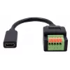EXSYS EX-49122 USB-C moteriškas prie 5 kontaktų gnybtų bloko adapteris su mygtuku, USB 2.0, 15 cm