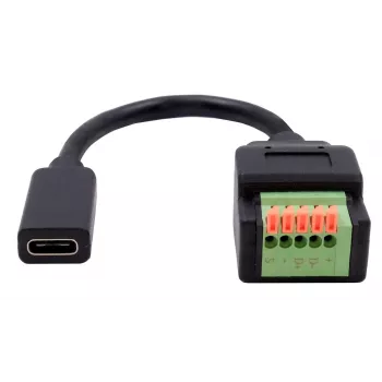 EXSYS EX-49122 USB-C moteriškas prie 5 kontaktų gnybtų bloko adapteris su mygtuku, USB 2.0, 15 cm